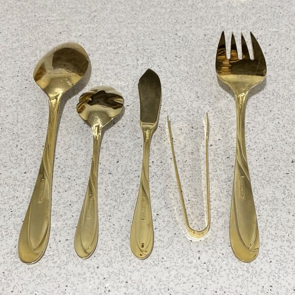 Vintage 90s Farberware Flatware Nicole Gold Electroplate 55 Pcs service for 10 - Picture 9 of 9